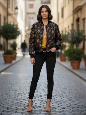 NWT GUCCI Floral Bouquets Print Bomber Jacket Size 46 $2,800.00